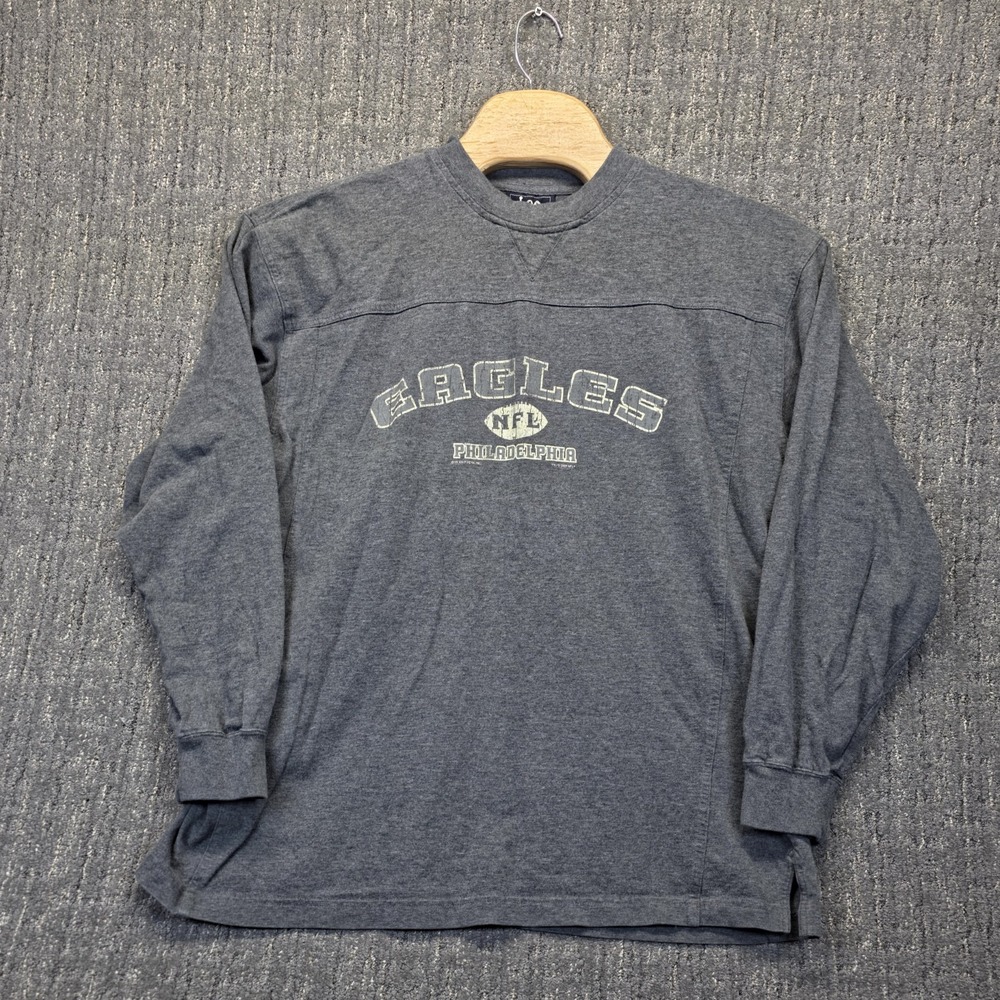 Vintage Lee Sport Philadelphia Eagles Shirt Men XL Gray Long Sleeve NFL Spellout